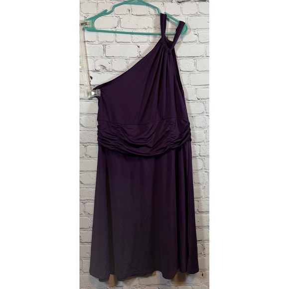 One Shoulder Dress‎ Purple Ruched Party Cocktail Dress XL - Picture 1 of 3